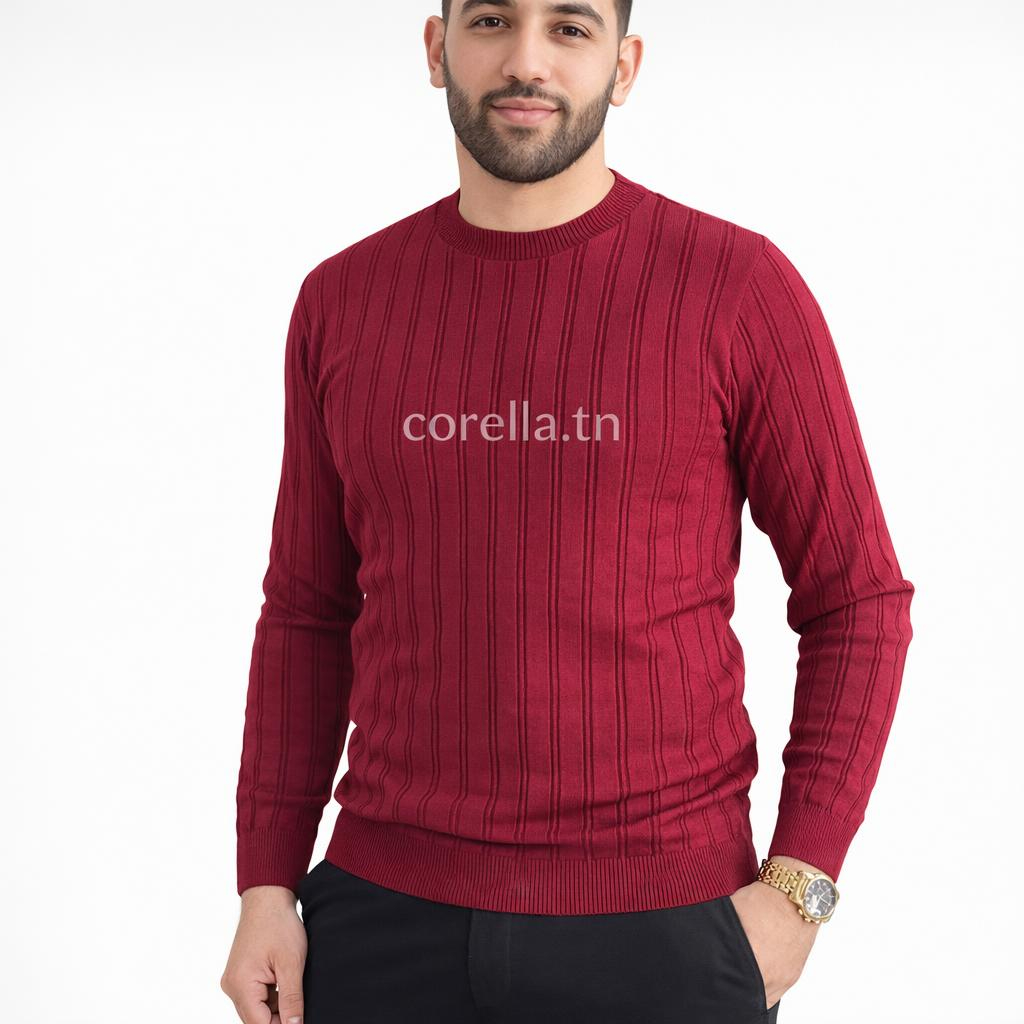 Pull homme col rond  laine