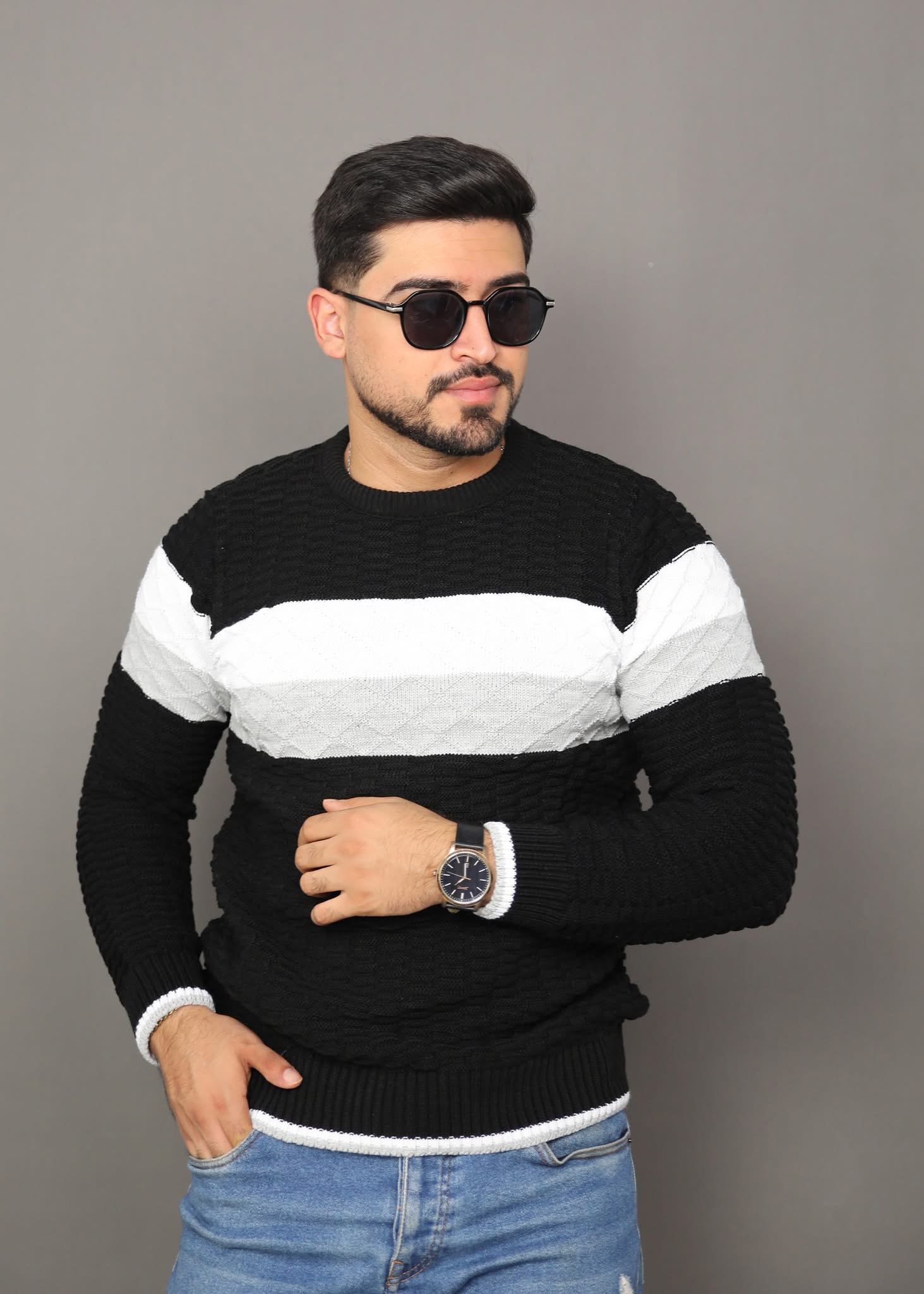 Pul rayé en tricot