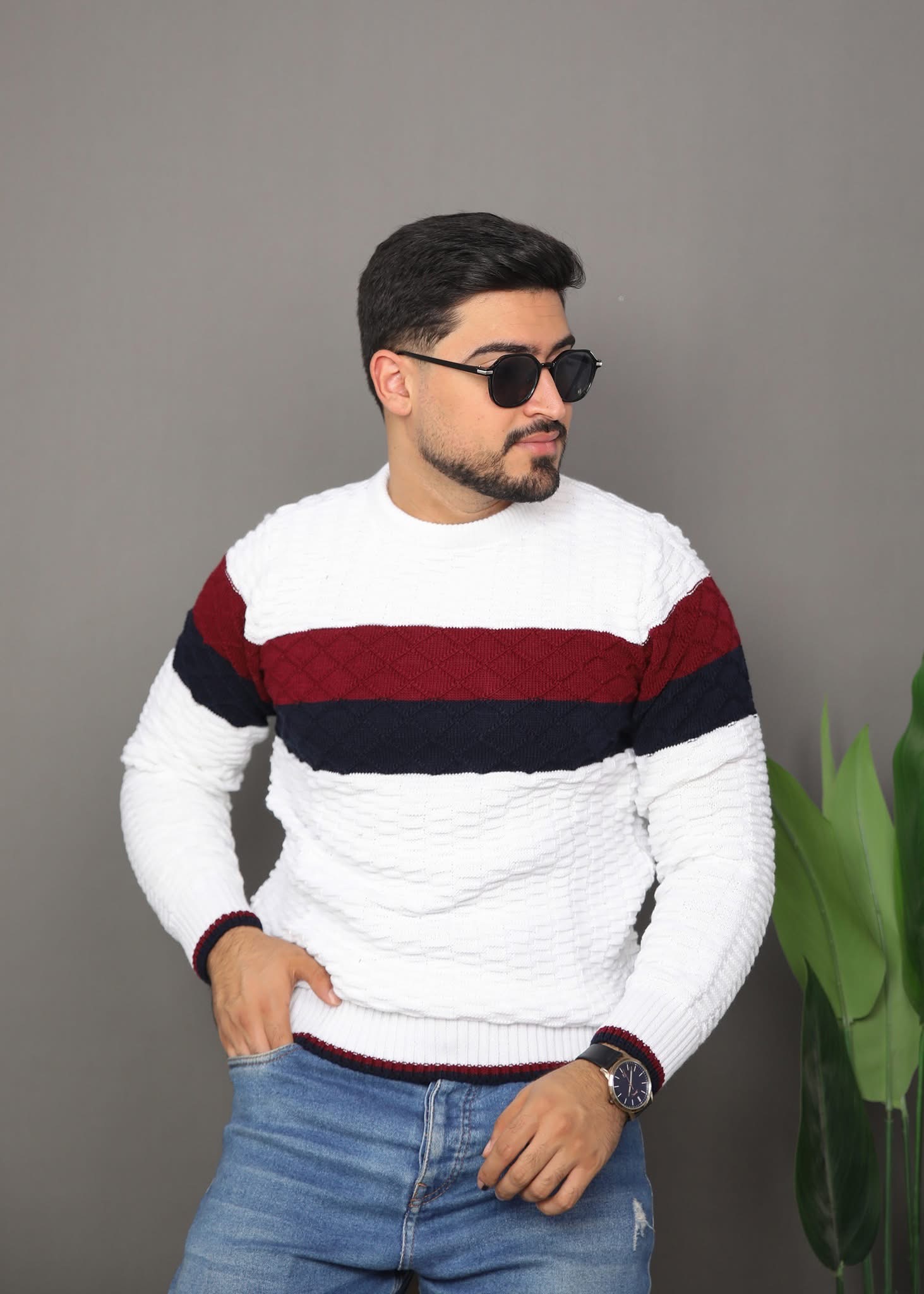 Pul rayé en tricot